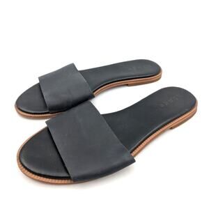 Hinge Single Strap Slide Sandal Open Toe Women's Leather Black Size US6M EU37